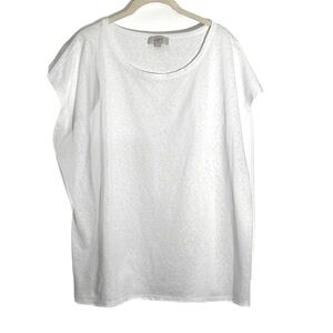 LOFT outlet Relaxed Linen-Blend Cap sleeve Scoopneck T-Shirt - 740